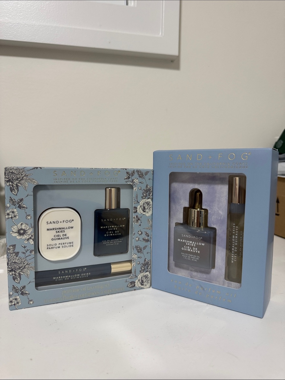 New Sand + Fog Marshmallow Skies Set -Solid Perfume Oil & Oil Dropper BNIB